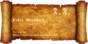 Kohl Norbert névjegykártya